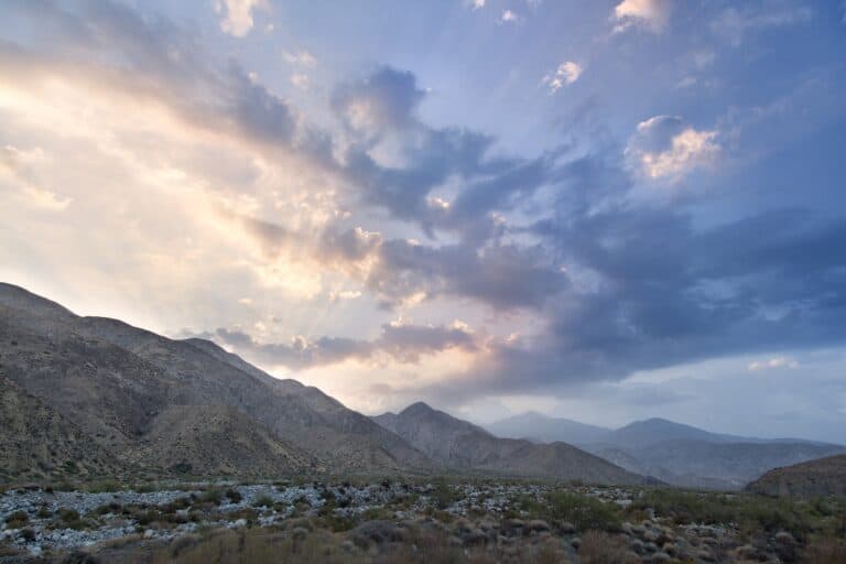 Scenic sunset view of mountains and sky at Wildlands Conservancy.