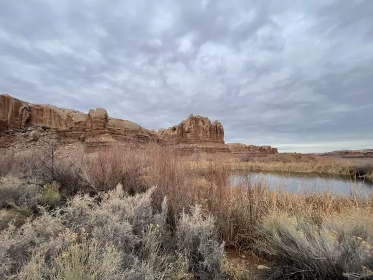 Scenic view of rock formations and a pond at The Wildlands Conservancy.