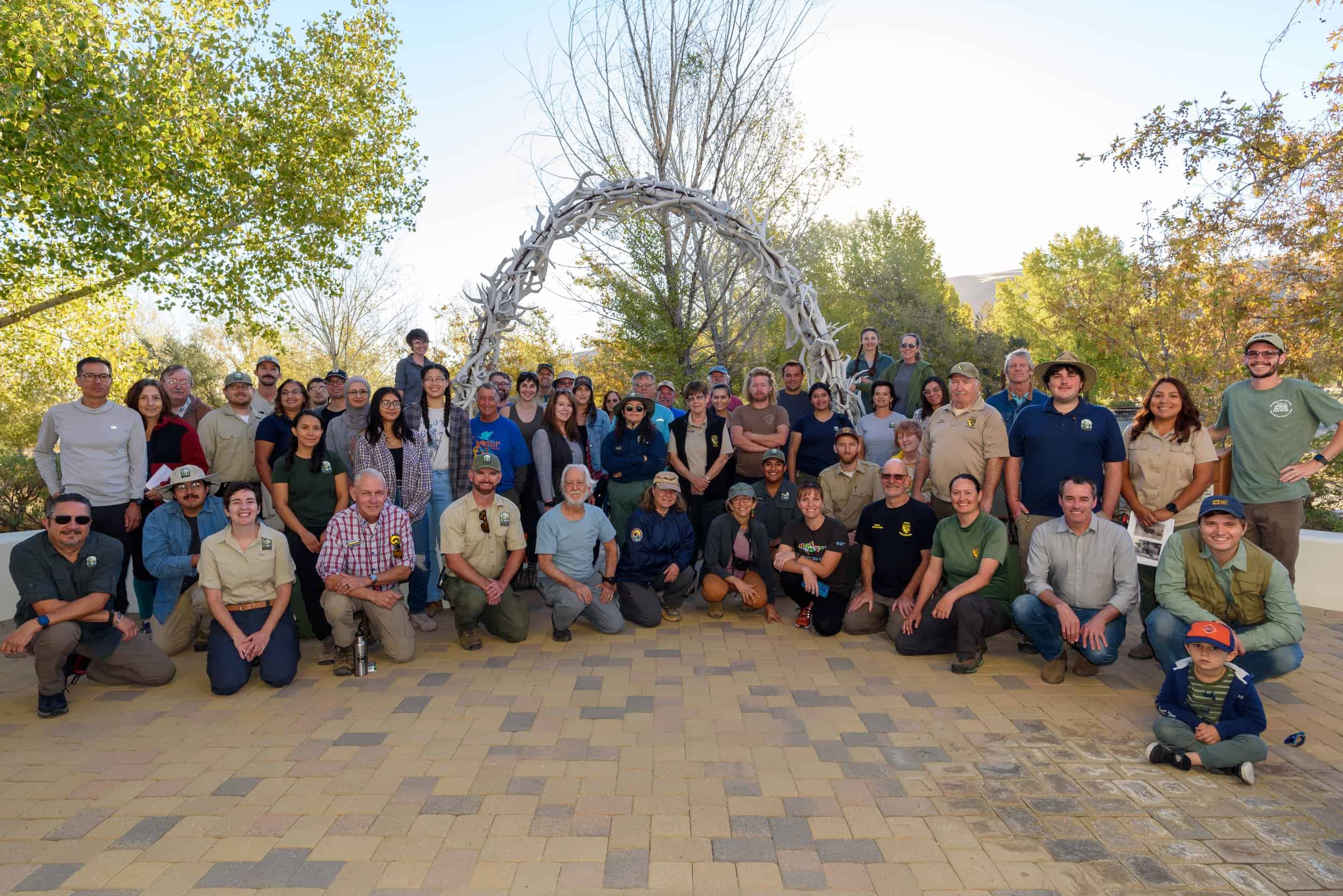 Large group of visitors at Wind Wolves Preserve in California.